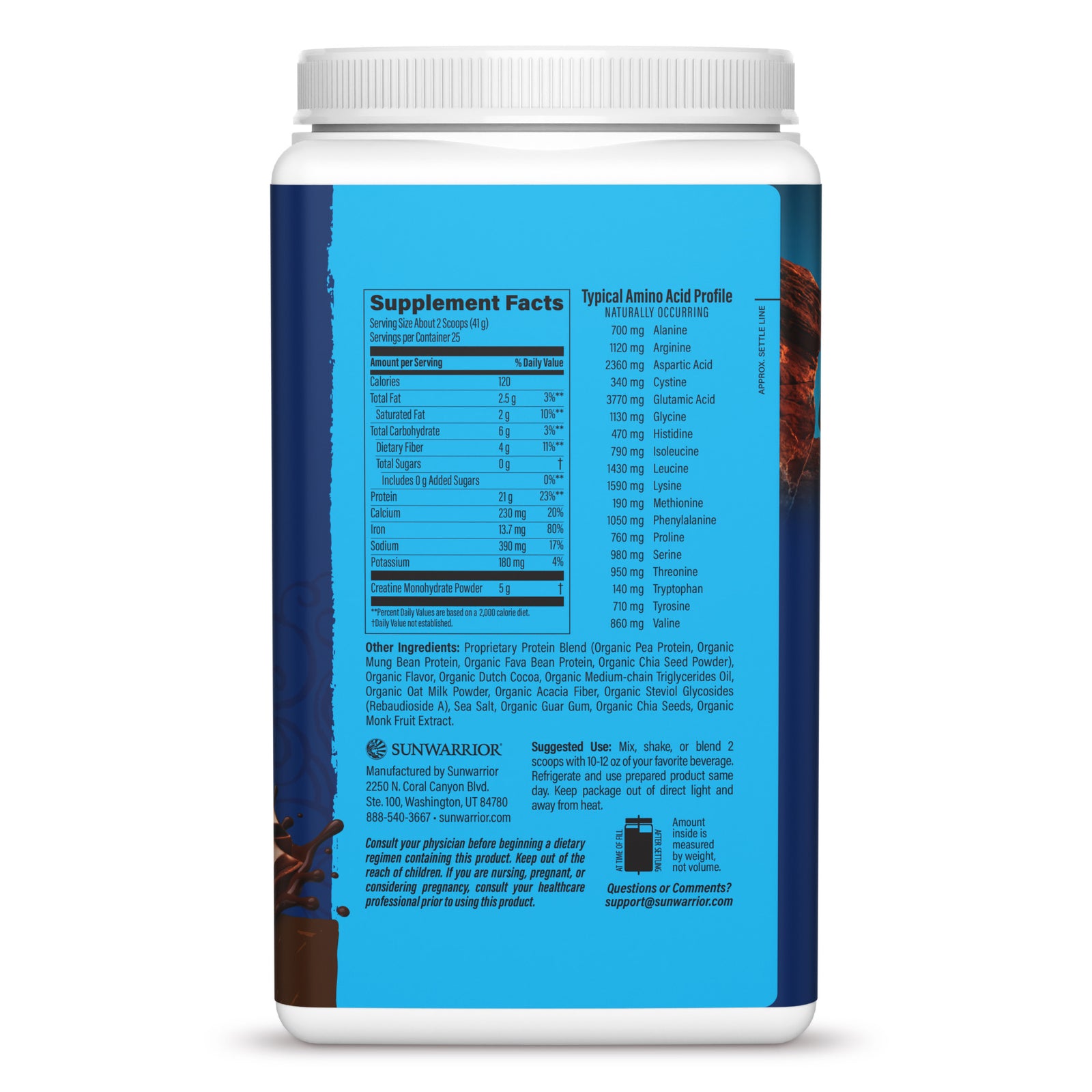 Ingredient list for Protein for Strength with 5g Creatine - Warrior Blend Chocolate