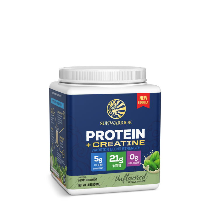 Protein for Strength with 5g Creatine - Warrior Blend Unflavored Plant-based Protein Sunwarrior 14 Servings