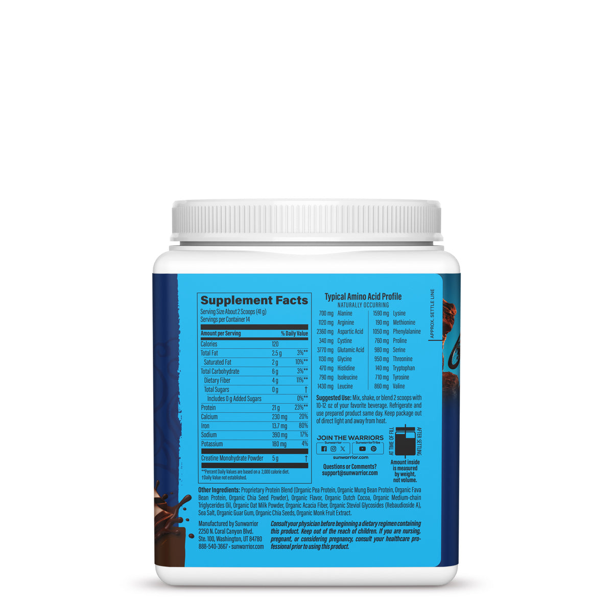 Protein for Strength with 5g Creatine - Warrior Blend Chocolate Plant-based Protein Sunwarrior
