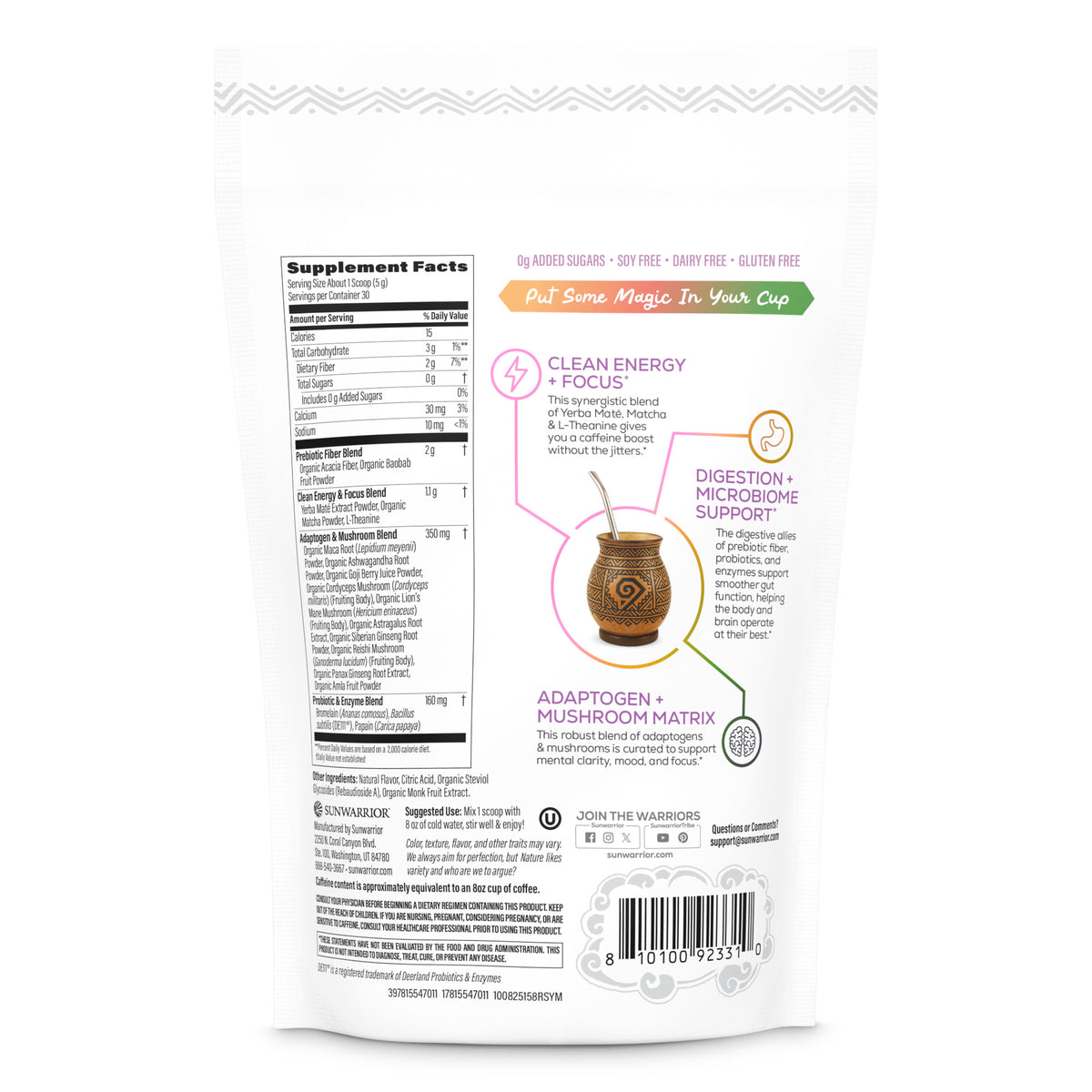 Ingredient list for Yerba Mate + Matcha Clean Energy Superblend – Rainbow Sherbet