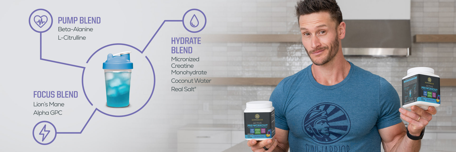 Active Pre-Workout Non-Stim Blue Raz - Life style banner image desktop